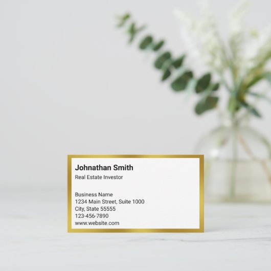 Business White en Gold Real Estate Investor Visitekaartje (Staand voorkant)