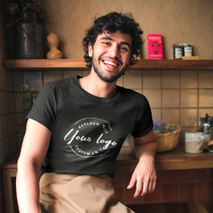 Business white logo met social handle Employee T-shirt