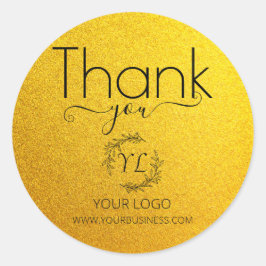 Business Yellow Gold Bedankt - Voeg Logo toe Ronde Sticker