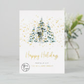 Business Your Logo Snowy Forest Foil Carte de vaca (Debout devant)