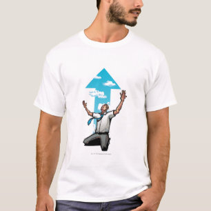 Businessman knielen, pijltje op de achtergrond t-shirt