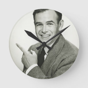 Businessman Pointing Ronde Klok