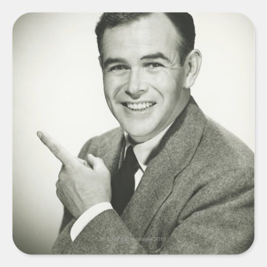 Businessman Pointing Vierkante Sticker (Voorkant)