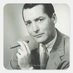 Businessman Smoking Cigar Vierkante Sticker