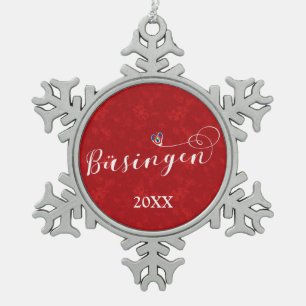 Büsingen Flag Heart, Büsingen am Hochrhein Tin Sneeuwvlok Ornament