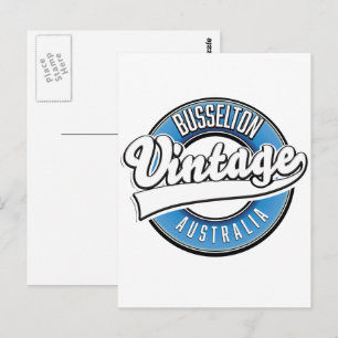 Busselton australië vintage stijl logo briefkaart