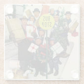 Busstop voor Kerstmis Glazen Onderzetter (Achterkant)