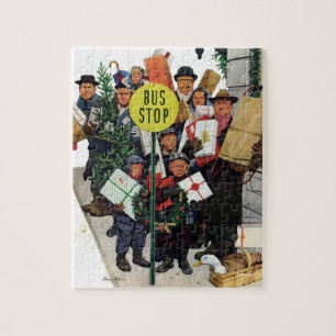 Busstop voor Kerstmis Legpuzzel