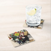 Busstop voor Kerstmis Vierkante Kartonnen Onderzetter (Insitu)