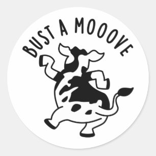 Bust A Mooove Funny Koe Pun Ronde Sticker
