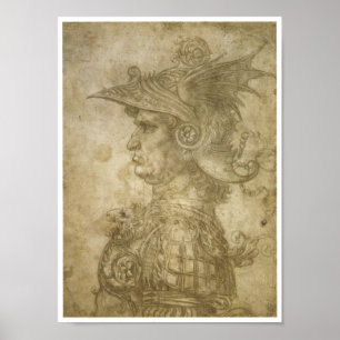 Bust van een Warrior, Leonardo da Vinci Poster