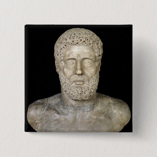 Bust van Hercules Vierkante Button 5,1 Cm (Voorkant)