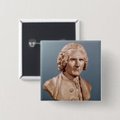 Bust van Jean-Jacques Rousseau Vierkante Button 5,1 Cm (Voorkant /achterkant)