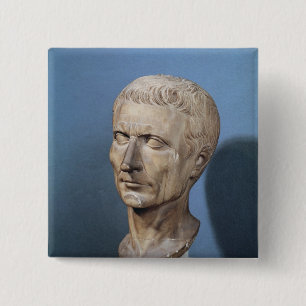 Bust van Julius Caesar Vierkante Button 5,1 Cm