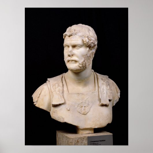Bust van keizer Hadrian op Kreta Poster (Voorkant)