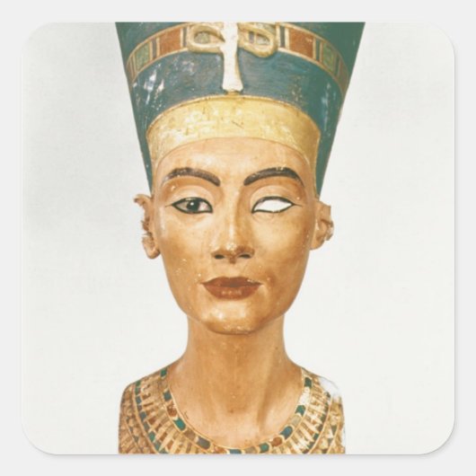 Bust van Koningin Nefertiti, voorste uitzicht, uit Vierkante Sticker (Voorkant)