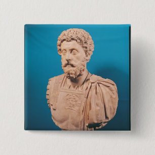 Bust van Marcus Aurelius Vierkante Button 5,1 Cm