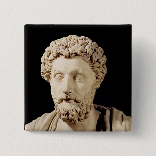 Bust van Marcus Aurelius Vierkante Button 5,1 Cm (Voorkant)