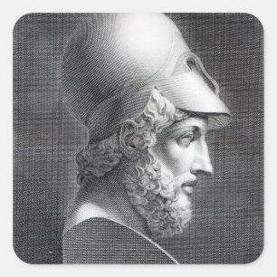 Bust van Pericles, gegraveerd door Giuseppe Cozzi Vierkante Sticker