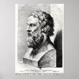 Bust van Plato gegraveerd door Lucas Emil Poster