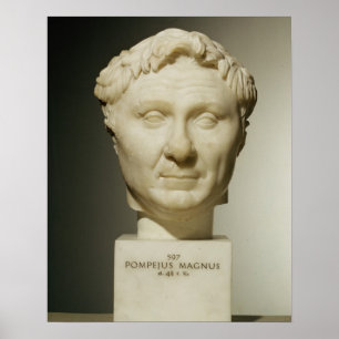 Bust van Pompey (106-48 BC) c.60 BC (marmer) Poster