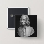 Bust van Voltaire Vierkante Button 5,1 Cm (Voorkant /achterkant)