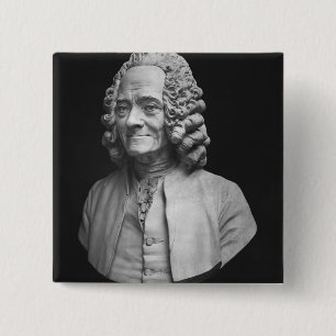 Bust van Voltaire Vierkante Button 5,1 Cm