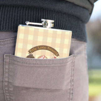 Busteloos en vrienden houden van snoepjes heupfles