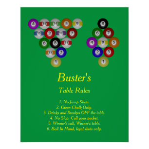 Buster's Billiard House Table Rules Perfect Poster