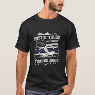 Busting Thugs Aanraken Juggs Politie Humor Gag T-shirt