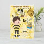 Busy Bee 1 Birthday Invitation Card (Debout devant)