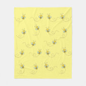 Busy Bee Cute Yellow Pattern Fleece Deken (Voorkant)