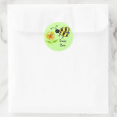 Busy Bee met Gele Bloem Ronde Sticker (Tas)