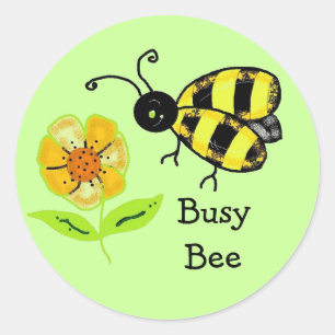 Busy Bee met Gele Bloem Ronde Sticker