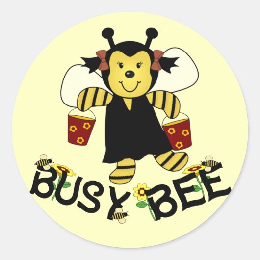 Busy Bee Ronde Sticker (Voorkant)