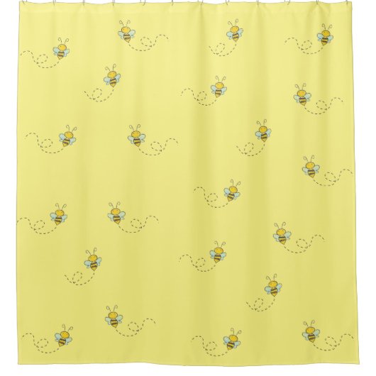 Busy Bee Yellow Pattern Douchegordijn (Voorkant)