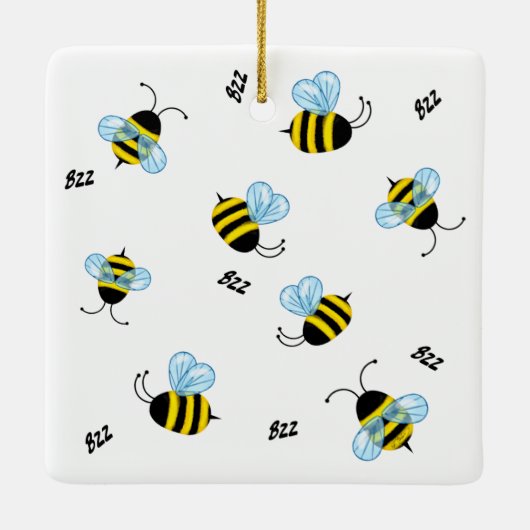 Busy Buzzing Bumble Bees Cheerful Keramisch Ornament (Achterkant)
