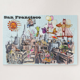 Busy City of San Francisco Surreal Pop Art Legpuzzel