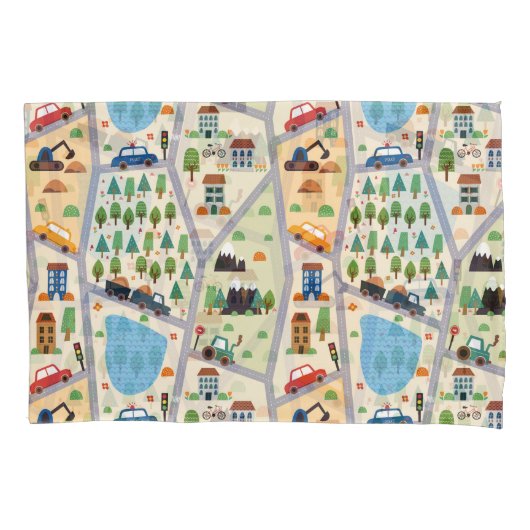 Busy City Roads Kinderen Kussensloop (Voorkant)