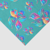 Busy Fishes Cyan Tissuepapier (Detail)