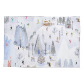 Busy Mountain Alpine Ski Village Kussensloop (Achterkant-Links)