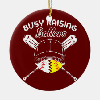 Busy Raising Ballers Baseball Love Funny Softball Keramisch Ornament