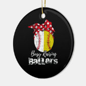 Busy Raising Ballers Softball Baseball Keramisch Ornament (Links)