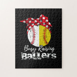 Busy Raising Ballers Softball Baseball Legpuzzel