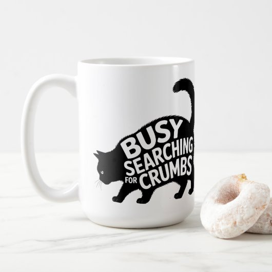 Busy Searching for Crumbs Fat Cat Diet Humor Koffiemok (Met donut)