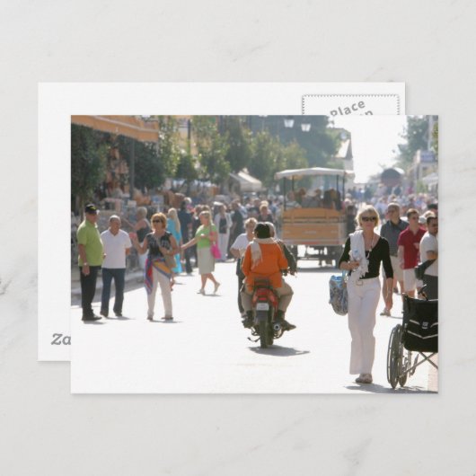 Busy street in Katakolon Greece Briefkaart (Voorkant / Achterkant)