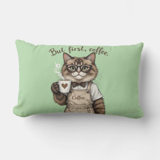 But First, Coffee Cat Kussen (Voorkant)