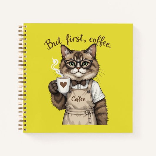 But First, Coffee Cat Notitieboek (Voorkant)