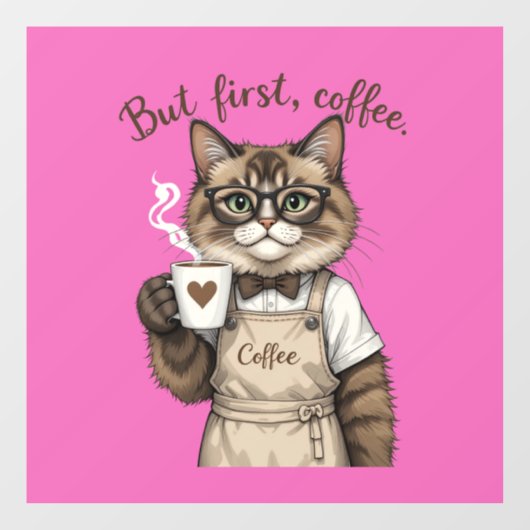 But First, Coffee Cat Raamsticker (Vel)