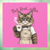 But First, Coffee Cat Raamsticker (Vel 3)